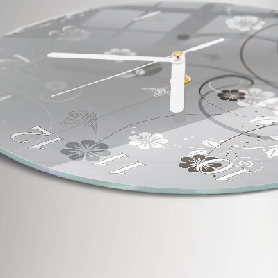Glas wanduhr Blumen