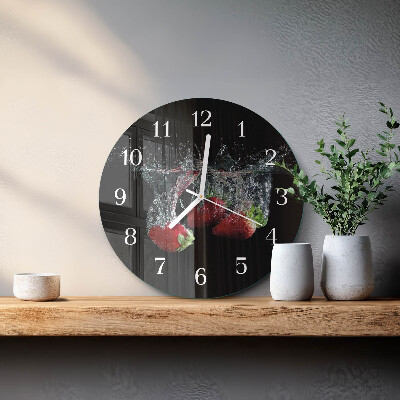 Glas wanduhr Erdbeeren