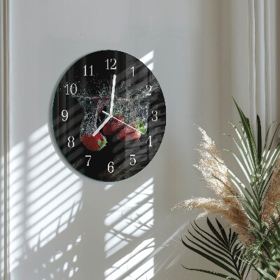 Glas wanduhr Erdbeeren
