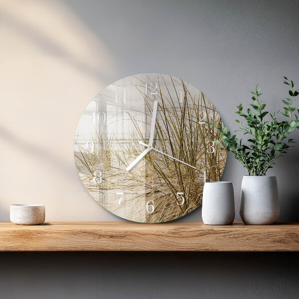 Glas wanduhr Strandgras