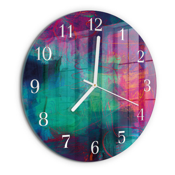 Glas wanduhr Farbenfrohes Gemälde