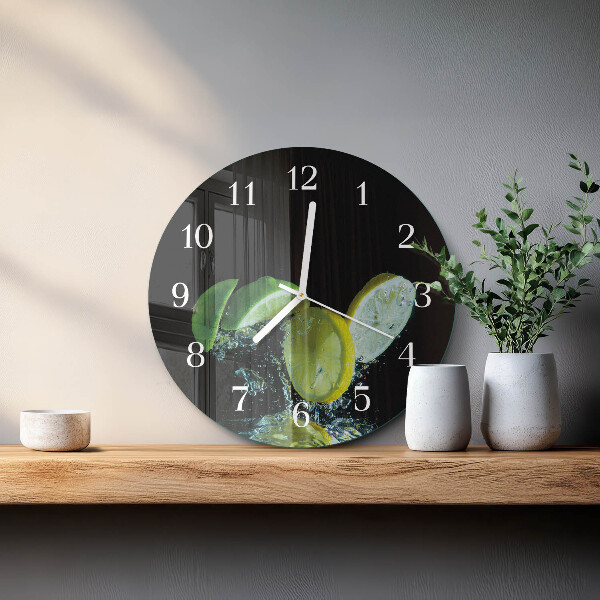 Glas wanduhr Zitrone und Limette