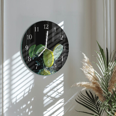 Glas wanduhr Zitrone und Limette