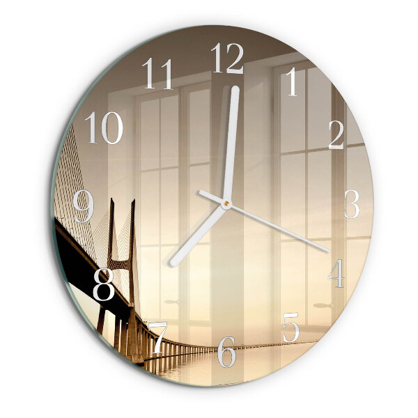 Glas wanduhr Sepia-Brücke