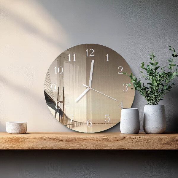 Glas wanduhr Sepia-Brücke