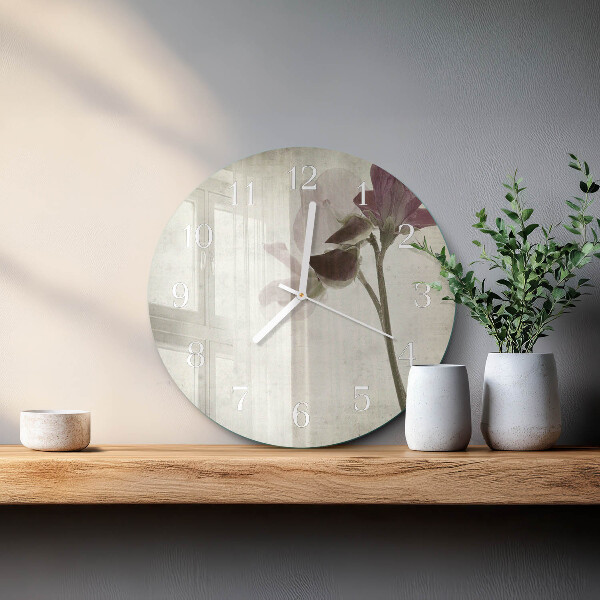 Glas wanduhr Vintage-Blumen