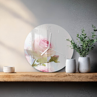 Glas wanduhr Rose