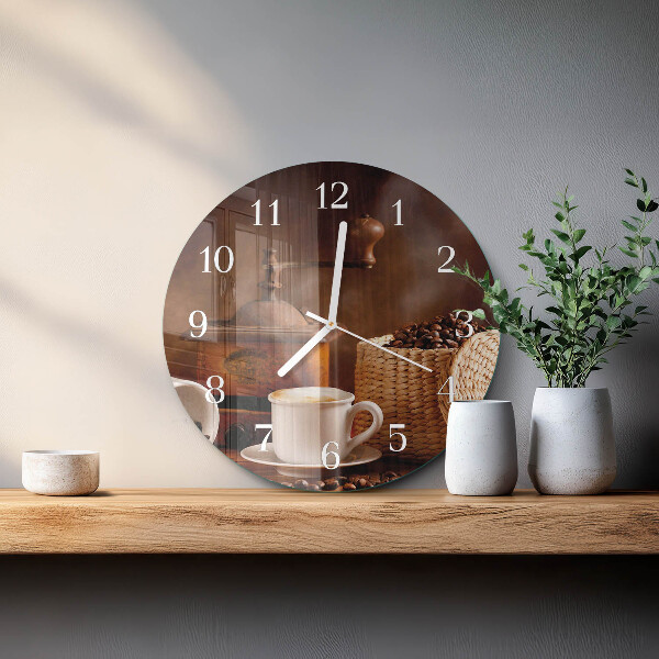 Glas wanduhr Tasse Kaffee