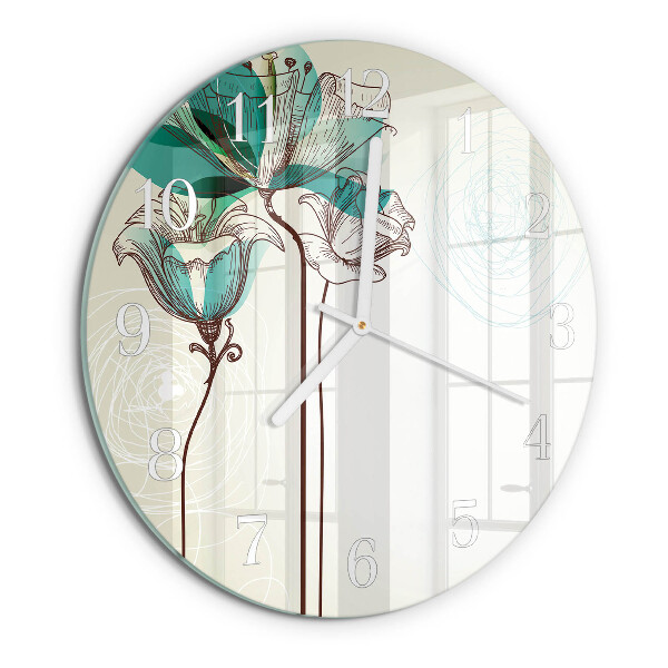 Glas wanduhr Vintage-Blumen