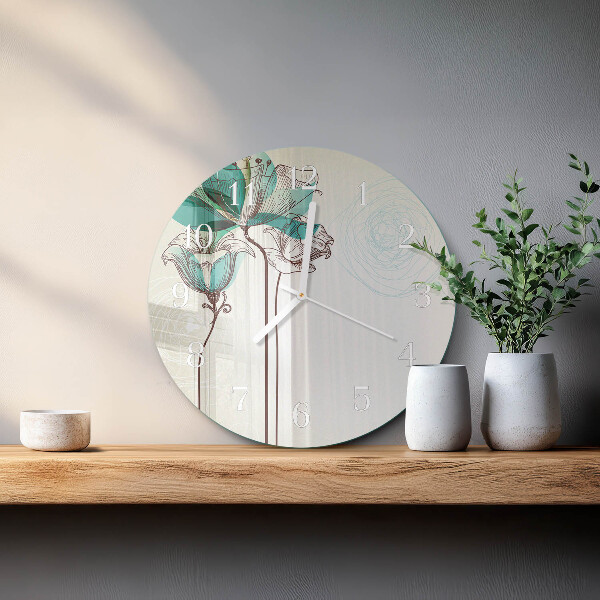Glas wanduhr Vintage-Blumen
