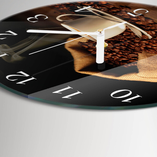 Glas wanduhr Kaffeebohnen