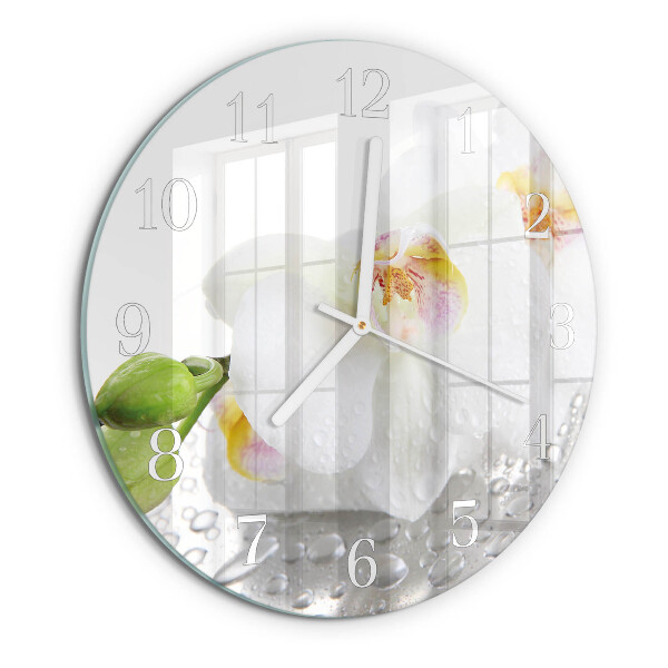 Glas wanduhr Orchidee