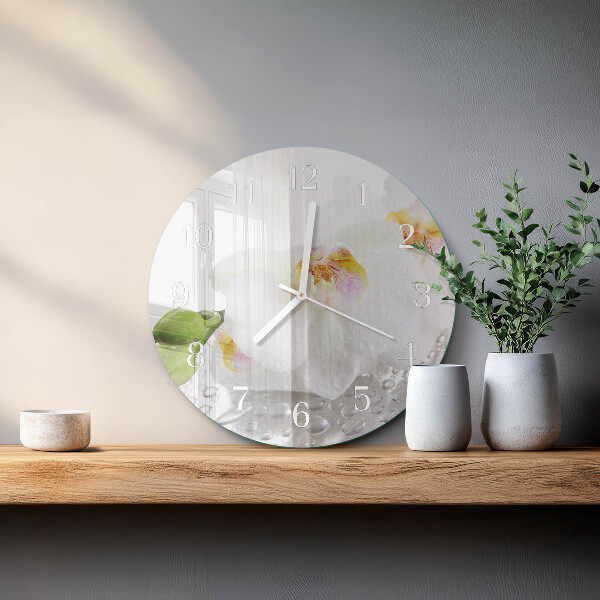 Glas wanduhr Orchidee