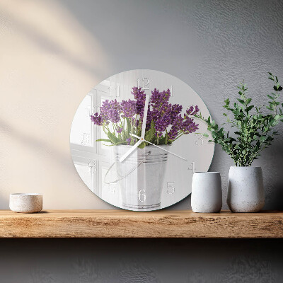 Glas wanduhr Lavendel