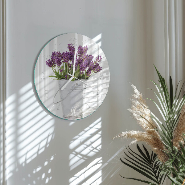 Glas wanduhr Lavendel