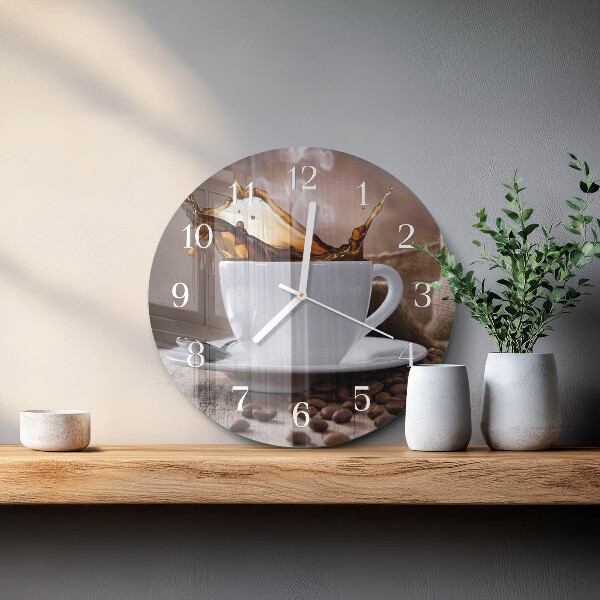 Glas wanduhr Kaffee