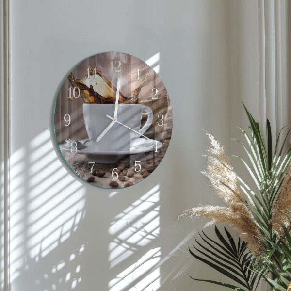 Glas wanduhr Kaffee