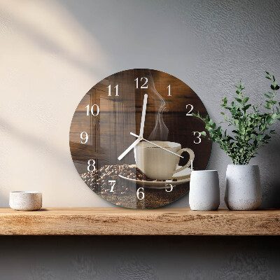 Glas wanduhr Kaffee