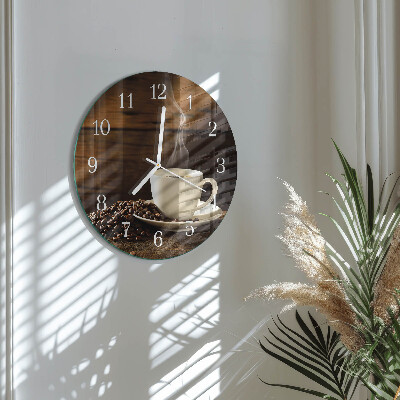 Glas wanduhr Kaffee