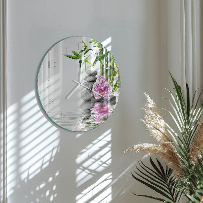 Glas wanduhr Orchideensteine