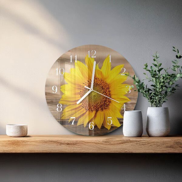 Glas wanduhr Sonnenblume
