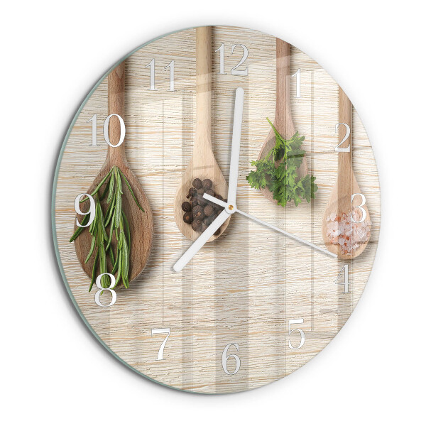Glas wanduhr Holzlöffel