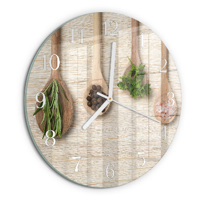 Glas wanduhr Holzlöffel