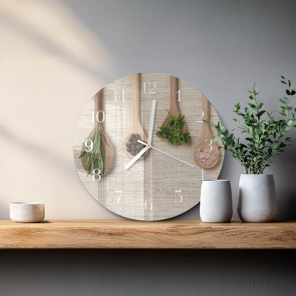 Glas wanduhr Holzlöffel