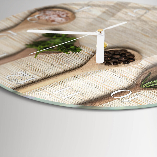Glas wanduhr Holzlöffel