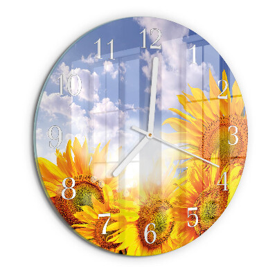 Glas wanduhr Sonnenblumen