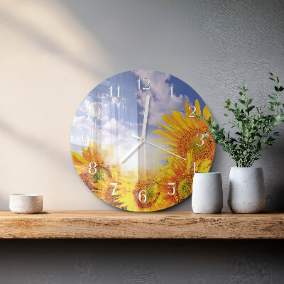 Glas wanduhr Sonnenblumen
