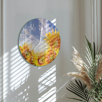 Glas wanduhr Sonnenblumen