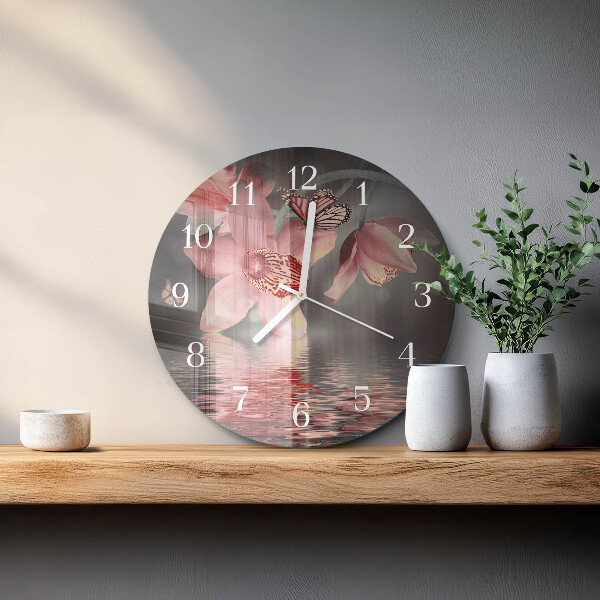 Glas wanduhr Orchidee