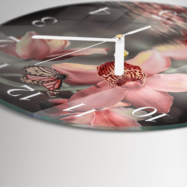 Glas wanduhr Orchidee