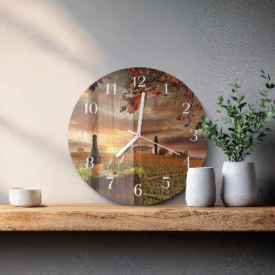 Glas wanduhr Wein Natur