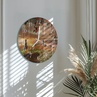 Glas wanduhr Wein Natur