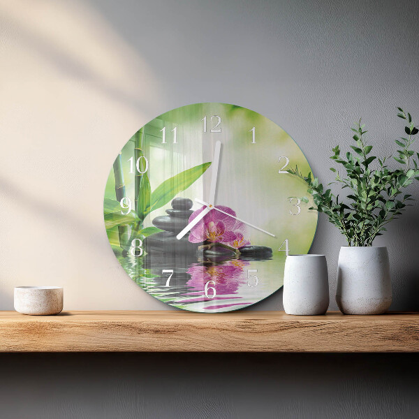 Glas wanduhr Spa Orchidee