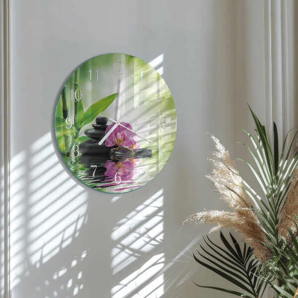 Glas wanduhr Spa Orchidee