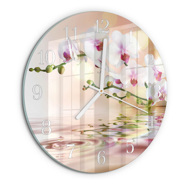Glas wanduhr Orchidee
