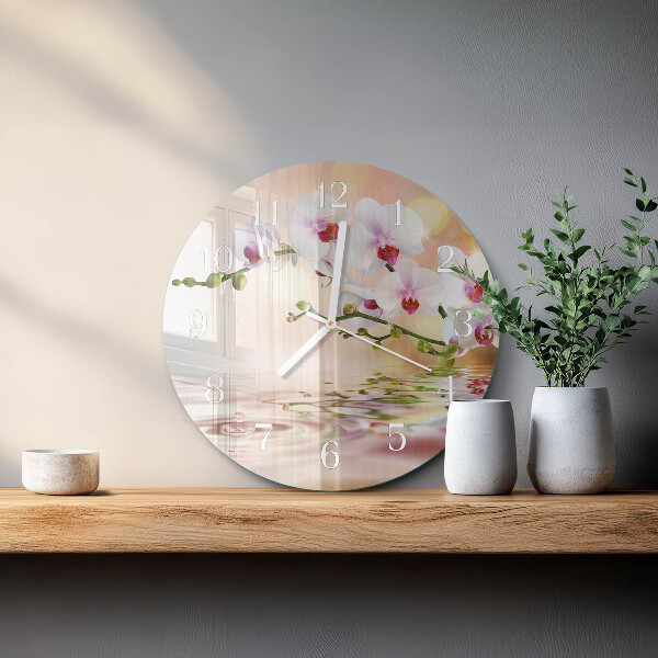 Glas wanduhr Orchidee