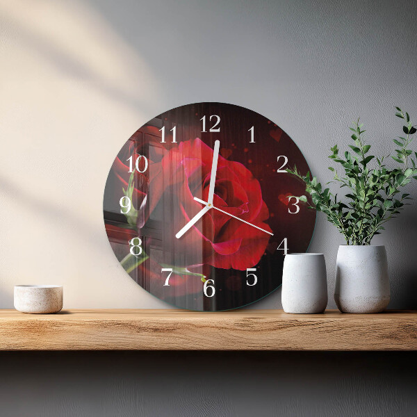 Glas wanduhr Rosen