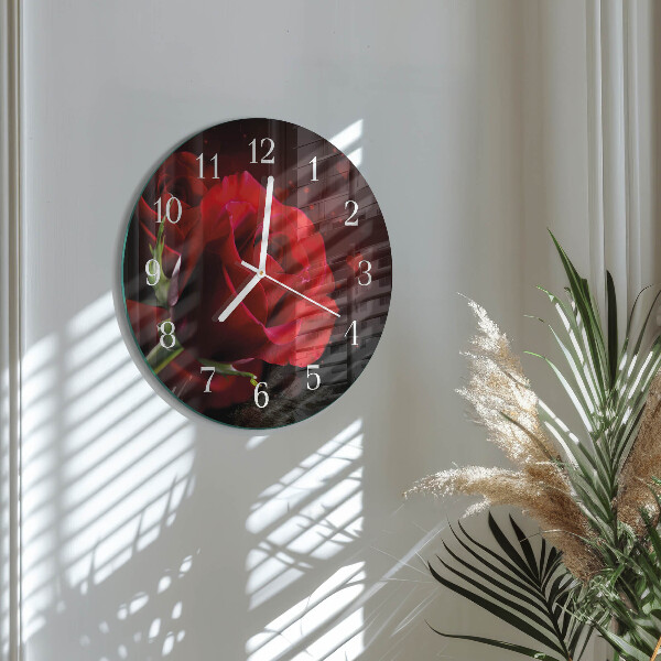 Glas wanduhr Rosen