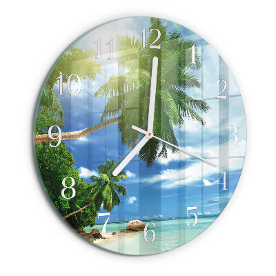 Glas wanduhr Palm Island