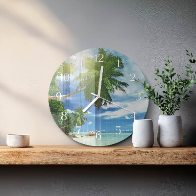 Glas wanduhr Palm Island