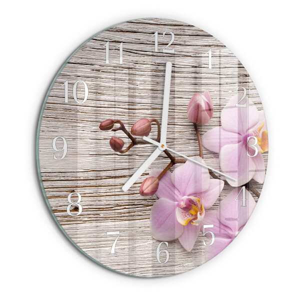 Glas wanduhr Orchidee