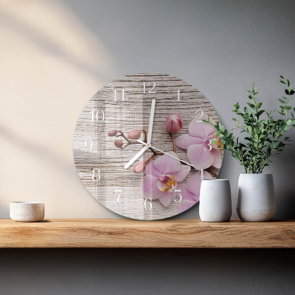 Glas wanduhr Orchidee