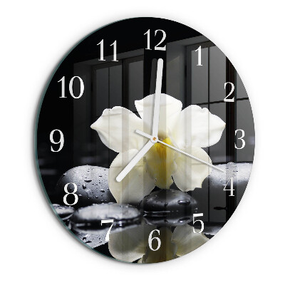 Glas wanduhr Orchideensteine