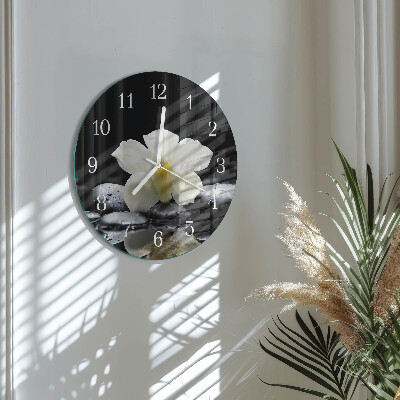 Glas wanduhr Orchideensteine