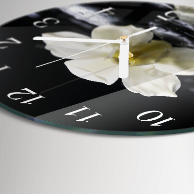 Glas wanduhr Orchideensteine