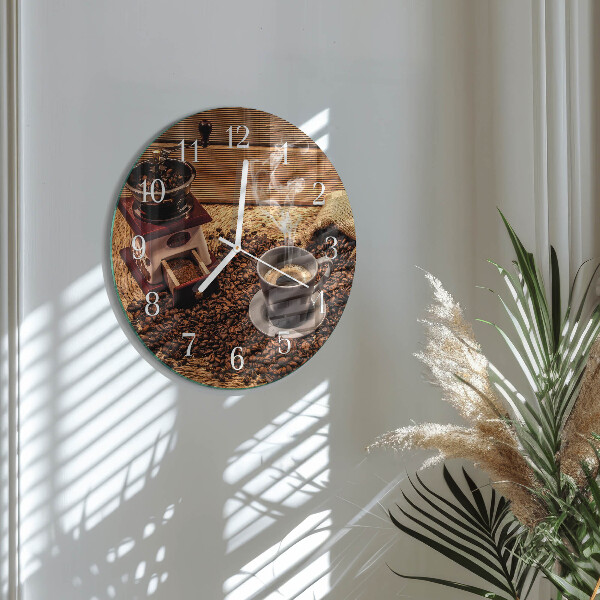 Glas wanduhr Kaffeebohnen
